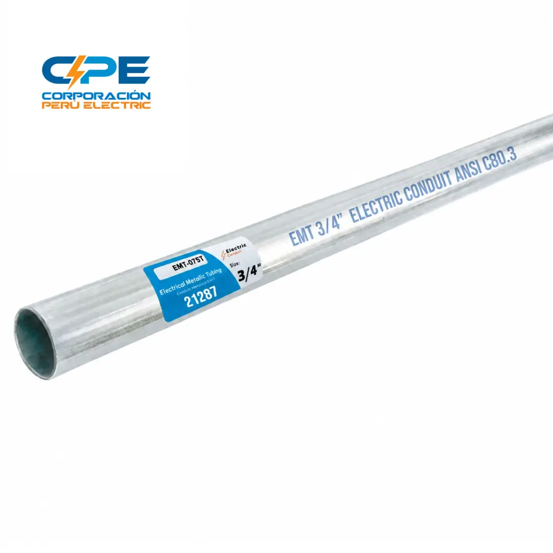 Tubo conduit EMT metálico de 3/4 de pulgada con etiqueta azul CPE